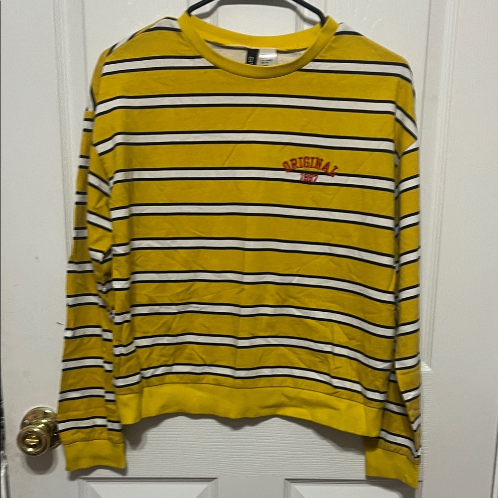 Divided Mustard and Black Striped Top